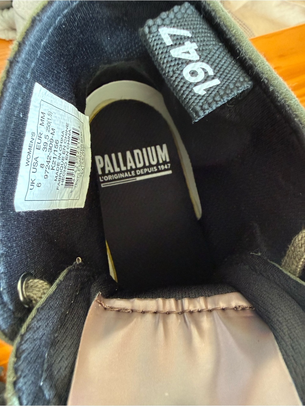 Palladium Olive Green Canvas Lace-Up Boots with Black Toe Caps - Picture 6 of 6